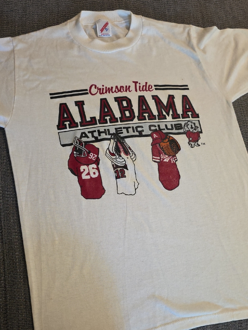 VINTAGE Men's Medium, Alabama Crimson Tide White T‑Shirt